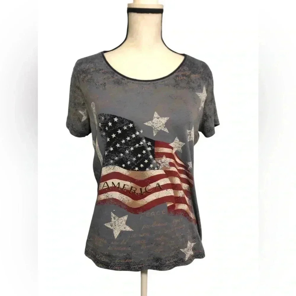 Y2K Fashion Bug Patriotic America Graphic Tee Size 14/16